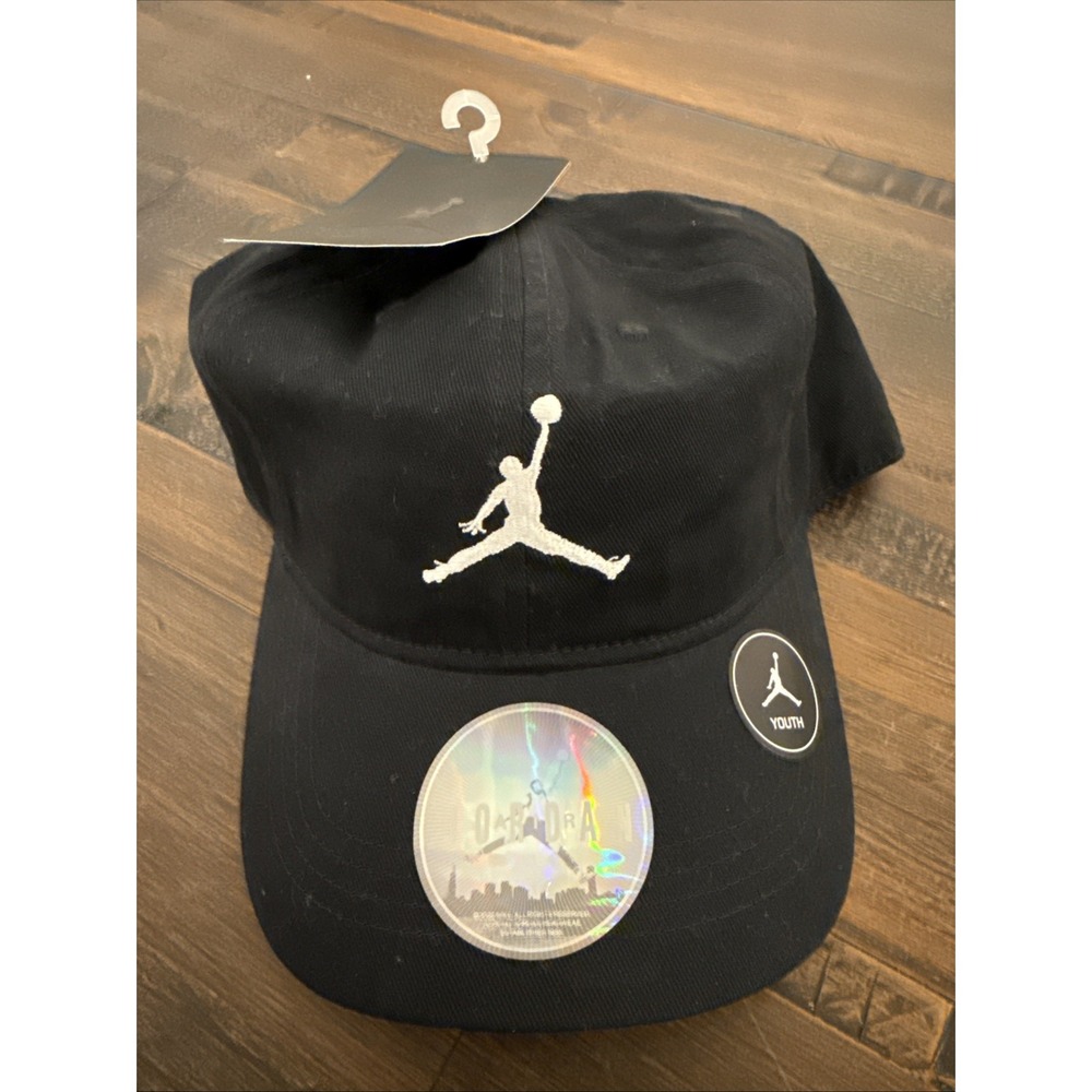 Jordan Hat Classic White Logo Adjustable Strap Cap Color Black Size Youth